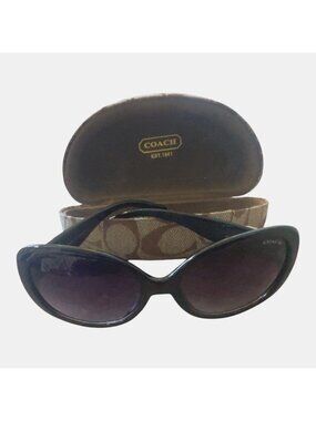 Coach 88338 Black Oversized Butterfly Sunglasses Gray Gradient Made Italy Case